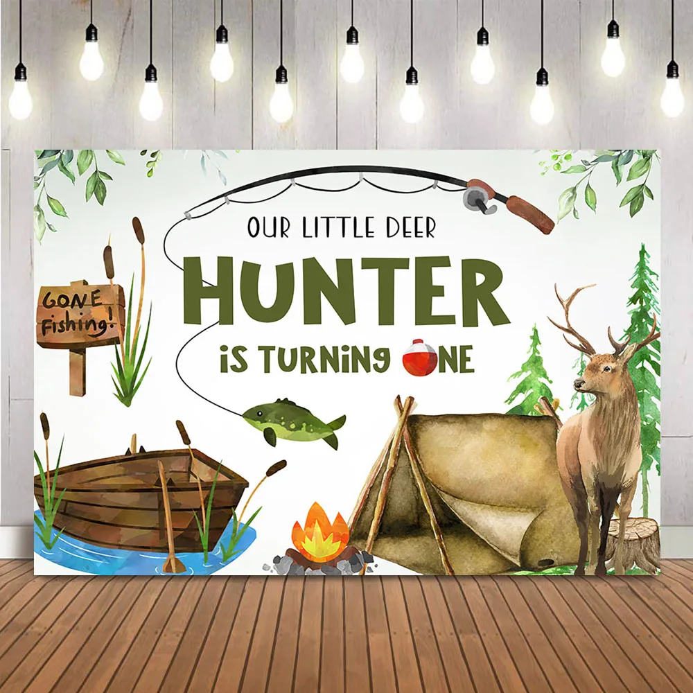 Hunting Outdoor Background - Polowanie Wędkarstwo Urodziny Tło Jeleń Ryba