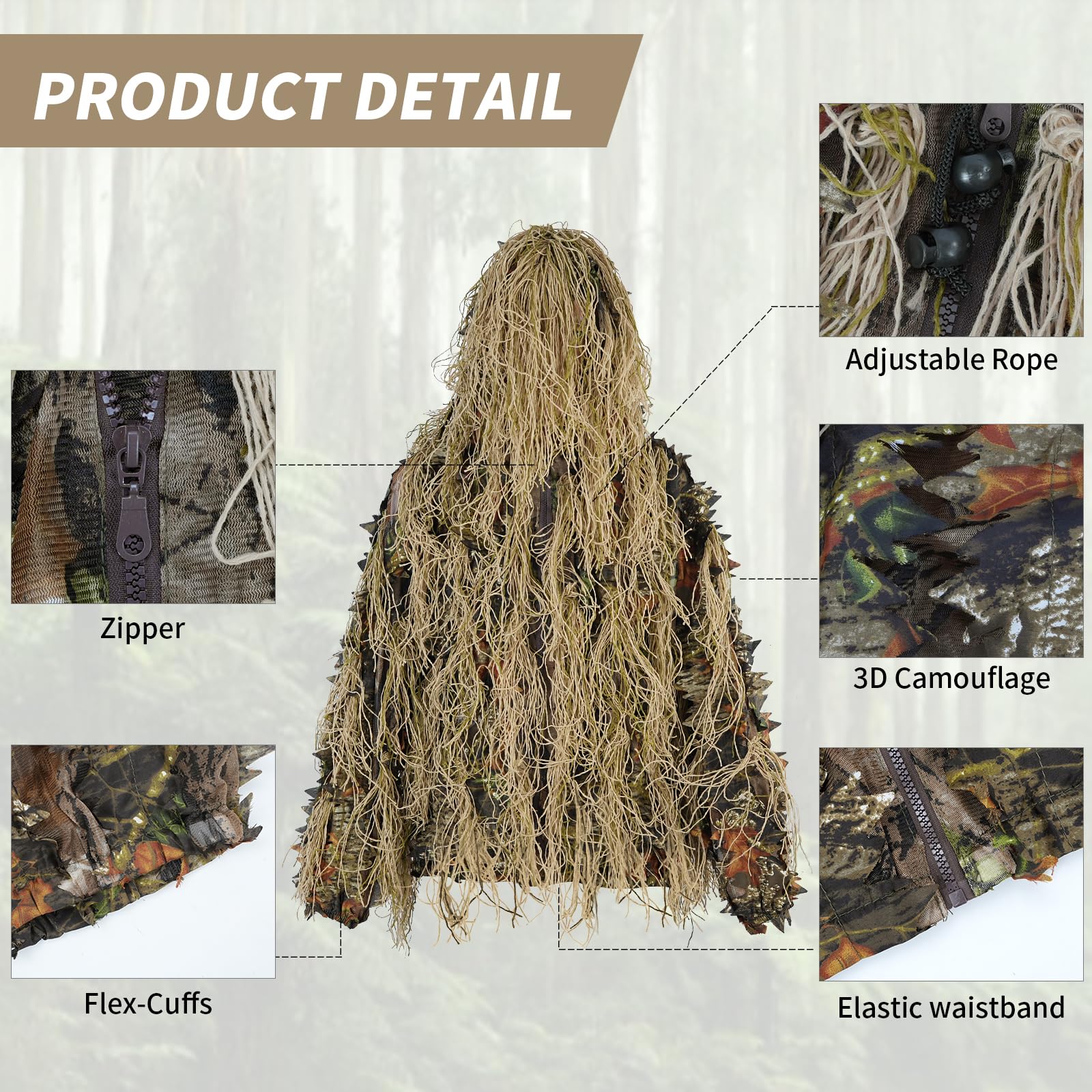 JOAXOR Ghillie Suit Gilly Stró – Camouflage Hunting Jacket recenzja i cena